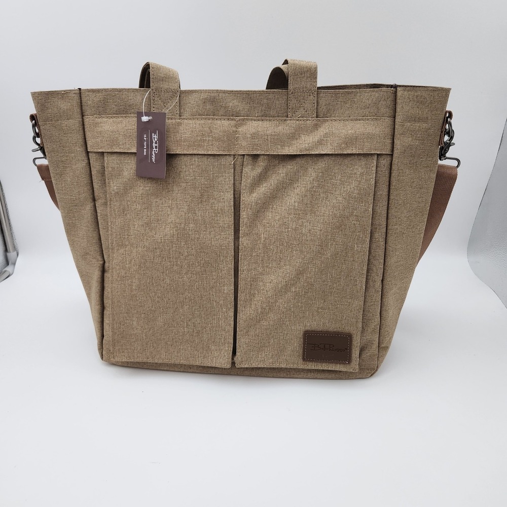 Bella Russo Tote Bag Womens 13.8in Tan Heathered Professional Crossbody NWT